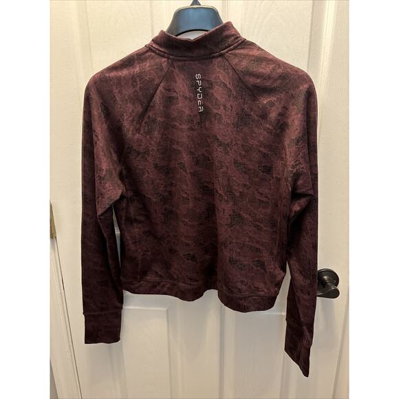 Spyder Active Shirt Womens Large Performance 1/4 Zip Long Sleeve Burgundy Camo - Picture 5 of 7